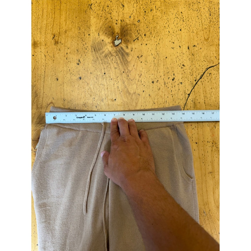 Quince Cashmere Set Size M Tan Mock Neck V-Placket Sweater and Knit Jogger Pants - Picture 7 of 10